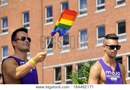 MONTRÉAL - AUGUST 13:Participants at the Community Day for Montreal Pride celebrations festival on August 13, 2011, Montréal, Québec, Canada. This event has a mandate to involve, educate and entertain