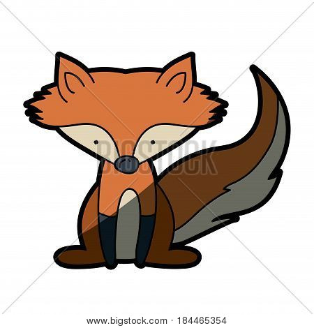 light colored hand drawn silhouette of fox sitting with half shadow vector illustration