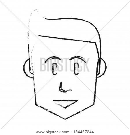 black blurred silhouette cartoon front face man with hairstyle vector illustration