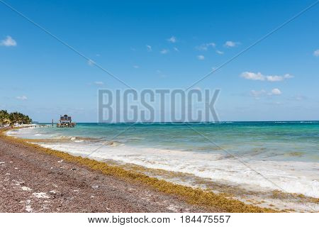The beach in Mahahual, Quintana Roo, Mexico