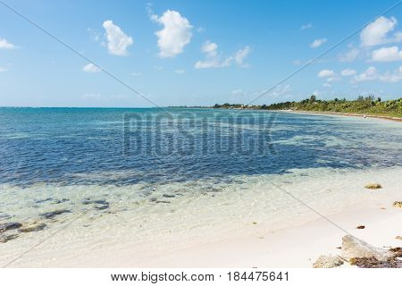 The beach in Mahahual, Quintana Roo, Mexico