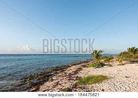The beach in Mahahual, Quintana Roo, Mexico
