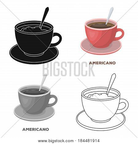 Coffee cup americano.Different types of coffee single icon in cartoon style vector symbol stock illustration .