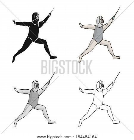 The athlete outfit with a sword.Fencing competitions .Olympic sports single icon in cartoon style vector symbol stock web illustration.