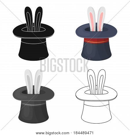 Ears of a hare in a hat. Foci.Party and parties single icon in cartoon style vector symbol stock web illustration.