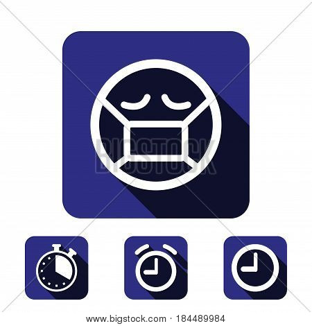 Emoticon with medical mask over mouth icon stock vector illustration flat design