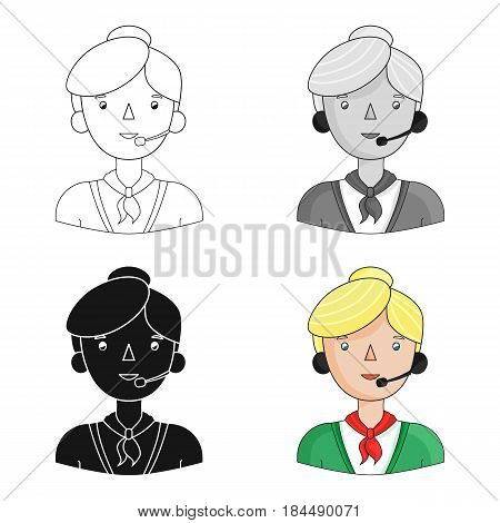 Call center operator icon in cartoon style isolated on white background. People of different profession symbol vector illustration.