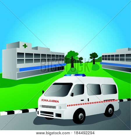 Ambulance ready to help. Emergency, vector illustration