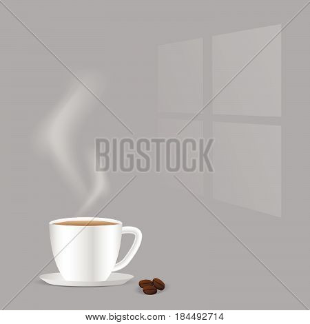 Cup of coffee on a gray background