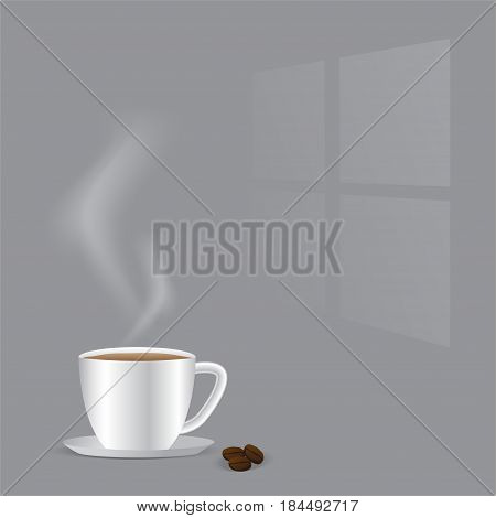 Cup of coffee on a gray background