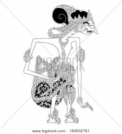 Drestarasta, a character of traditional puppet show wayang kulit from java indonesia.
