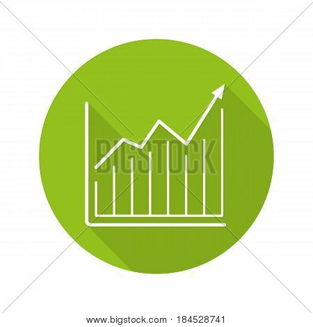 Market growth chart. Flat linear long shadow icon. Diagram. Business statistics graph. Vector line symbol