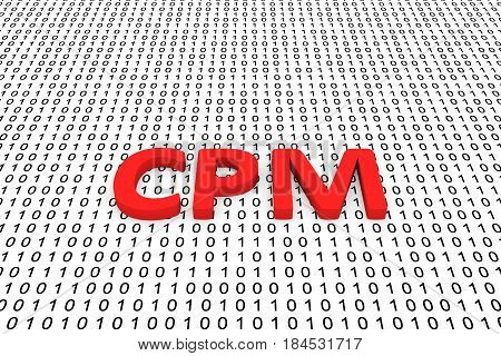 CPM in the form of binary code, 3D illustration