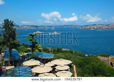 The View Of The Bosphorus With The Bosphorus Bridge.  Istanbul, Turkey.