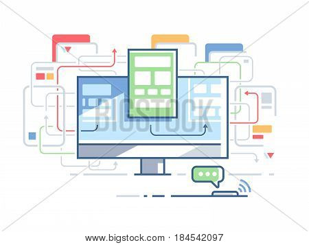 Web site structure order. Page design website. Vector flat illustration
