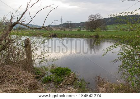 the river Naab next to Schwandorf in bavaria in spring