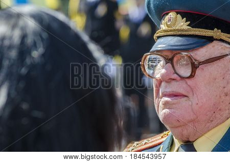 Lutsk , Ukraine, MAY 9, 2014: Victory Day the 9th of May people column