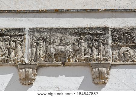 Detail of a historical palace. Locorotondo. Puglia. Italy.