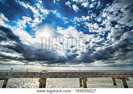 driving across lake pontchartrain causeway near new orleans