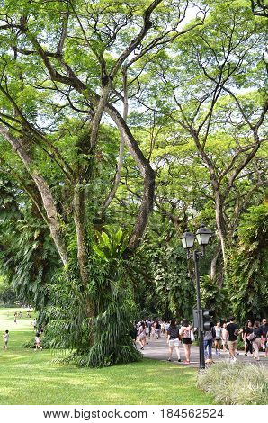 SINGAPORE- MAY 01 2017: Istana Grounds is open to the public in celebration Labour Day. The Istana is the official residence and office of the President of Singapore.