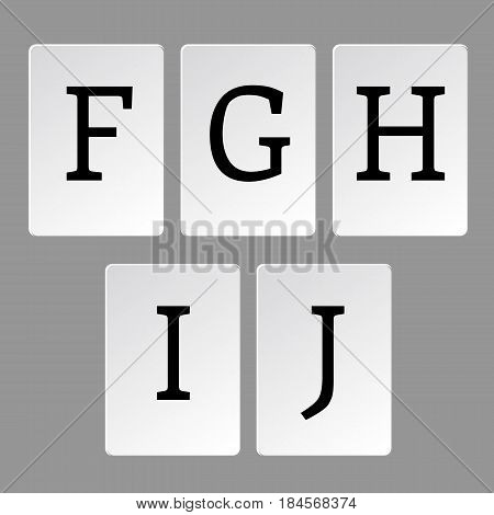 Alphabet letters on cards A-Z, vector illustration.