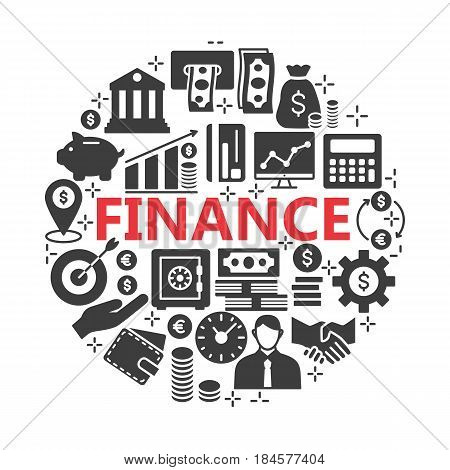 Universal finance icon to use in web and mobile UI, set of basic UI internet elements. silhouette web icons set.
