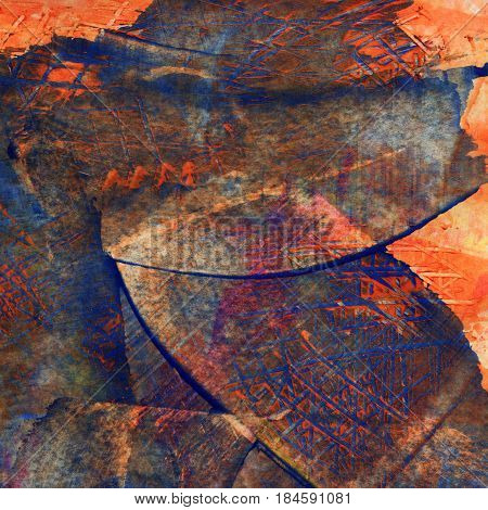 Vibrant colorful acrylic abstract painting with thick strokes and splashes of paint. Expressive color mixture. Hand painted arts background