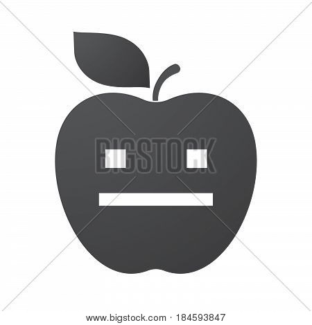 Isolated Apple Fruit With A Emotionless Text Face