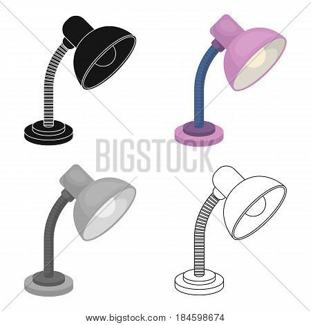 Purple table lamp. Light for making lessons .School And Education single icon in cartoon style vector symbol stock web illustration.