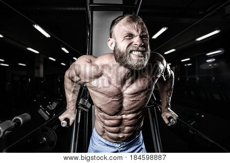 Brutal Caucasian Handsome Fitness Men On Diet Training Chest Pumping