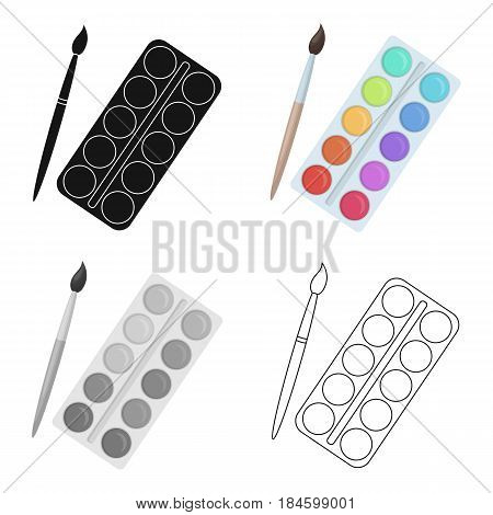 Palette with paints and brush. Paint in school.School And Education single icon in cartoon style vector symbol stock web illustration.