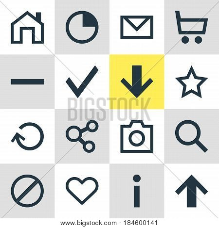 Vector Illustration Of 16 Member Icons. Editable Pack Of Mainpage, Letter, Publish And Other Elements.