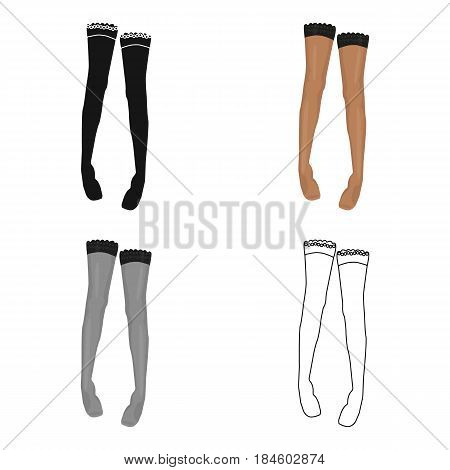 Women's full length compression tights.Transparent stockings with a bow. Underwear lingerie.  Woman clothes single icon in cartoon style vector symbol stock web illustration.