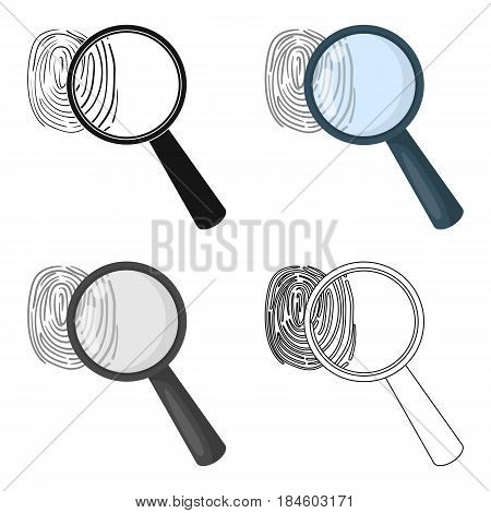 Magnifier and fingerprint. Detection of criminals by fingerprint.Prison single icon in cartoon style vector symbol stock web illustration.