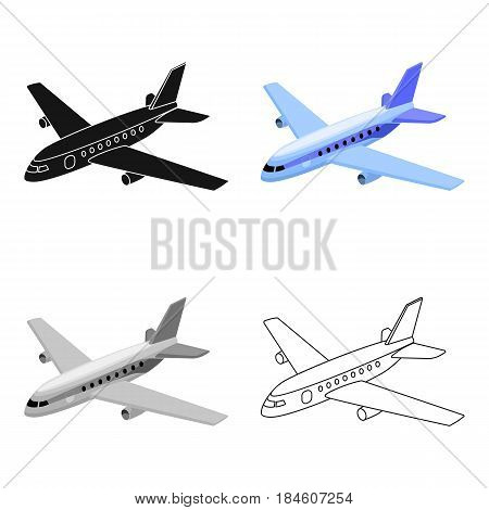 Aircraft for transportation of a large number of people. The safest air transport.Transport single icon in cartoon style vector symbol stock web illustration.
