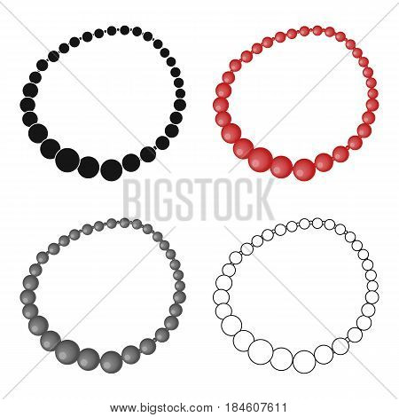 Red female necklace of precious stones. Dressing for women under the dress.  Woman clothes single icon in cartoon style vector symbol stock web illustration.
