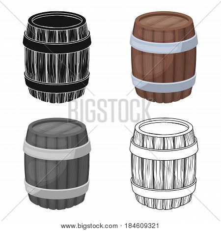 Oak barrel beer. A barrel in which beer is brewed. Pub single icon in cartoon style vector symbol stock web illustration.