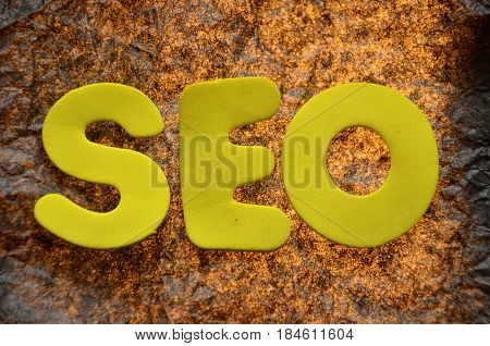 word seo on a  abstract colorful background