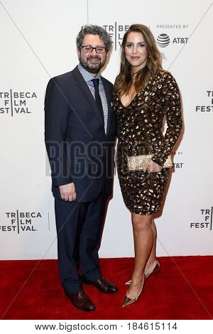 NEW YORK-APR 28: Laurence Connor (L) and Sara Chase attend the 'Unbreakable Kimmy Schmidt' screening at BMCC at PAC during the 2017 TriBeCa Film Festival on April 28, 2017 in New York City.