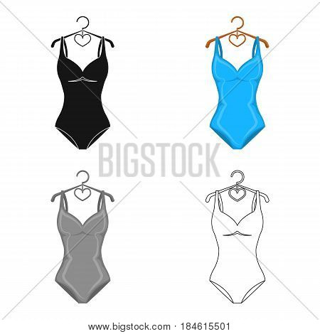 Monotone blue swimsuit for girls. Bathing clothes in the pool.Swimcuits single icon in cartoon style vector symbol stock web illustration.