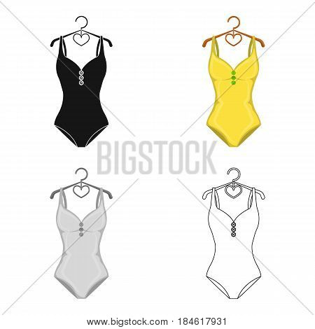 Monotone yellow swimsuit for girls. Bathing clothes in the pool.Swimcuits single icon in cartoon style vector symbol stock web illustration.