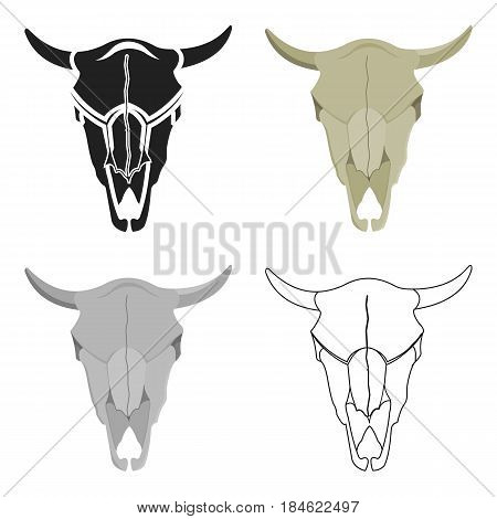 Bull skull icon cartoon. Singe western icon from the wild west cartoon.