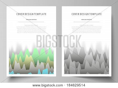 The vector illustration of the editable layout of A4 format covers design templates for brochure, magazine, flyer, booklet, report. Rows of colored diagram with peaks of different height