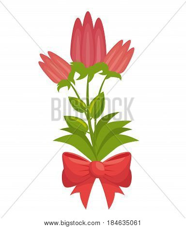 cute flowers with bown vector illustration design