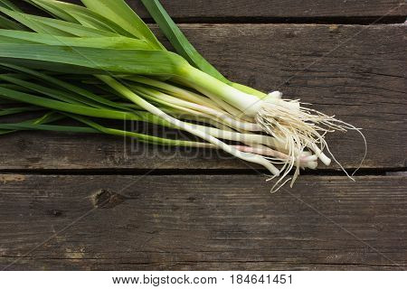 Raw Green Organic young Leeks. Raw Green Organic young Leeks