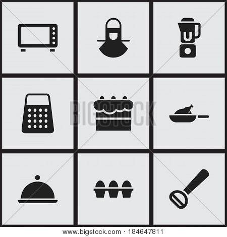 Set Of 9 Editable Meal Icons. Includes Symbols Such As Egg Carton, Salver, Husker And More. Can Be Used For Web, Mobile, UI And Infographic Design.