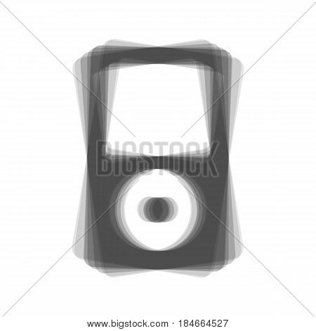 Portable music device. Vector. Gray icon shaked at white background.