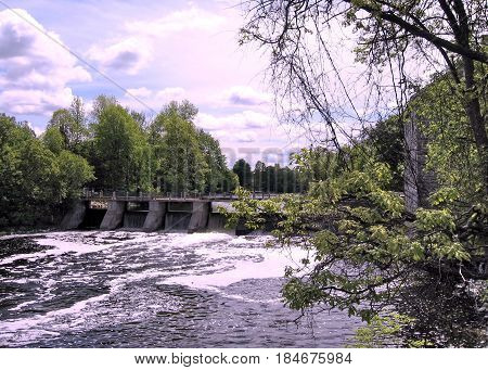Dam on the Rideau River near Watson's Mill in Manotick Canada May 18 2008