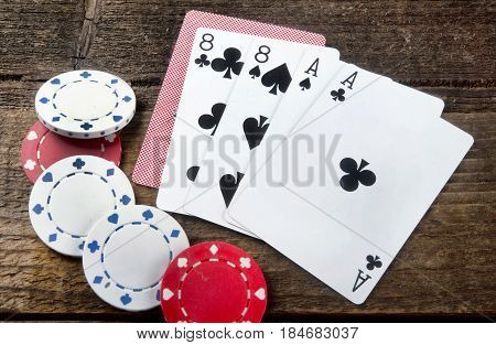 Dead man's hand ace's and eights in the old wild west.