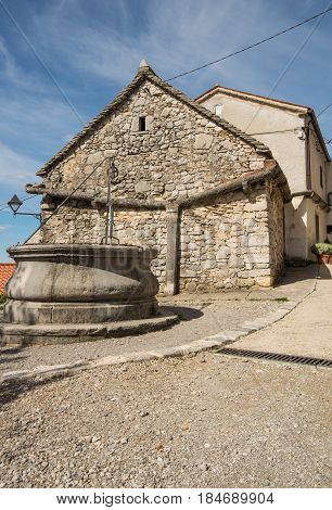 Traditional renovated old stone house in karst village of Stanjel in Slovenia